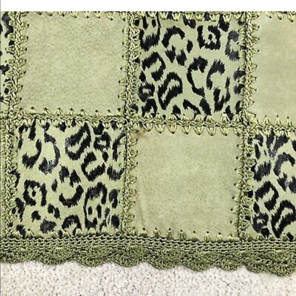 Smh Boutique Leather Patchwork Jacket Green Large - image 3